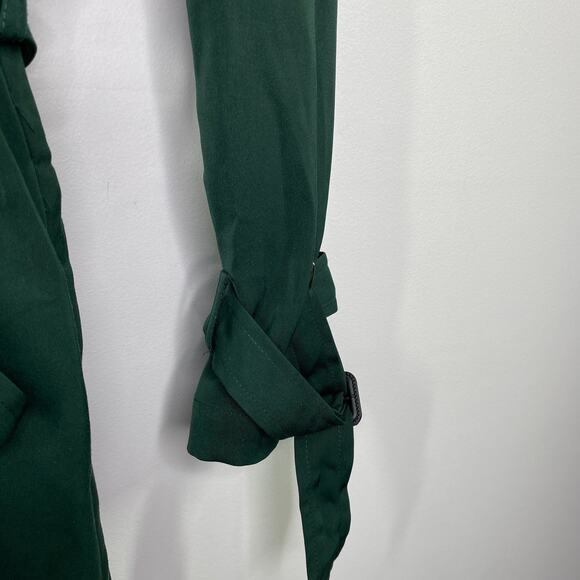 Studio Fun Green Button Front Long Sleeve Belted Coat Women's Size Small S - Picture 5 of 12